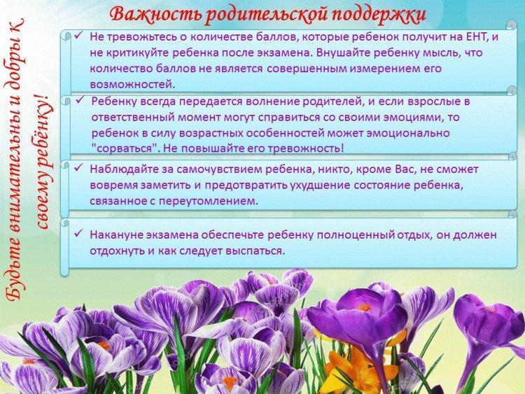 ЕНТ, Важность родительской поддержки!